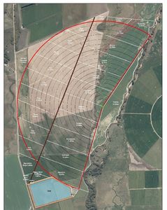 Rectangle paddocks under a centre pivot